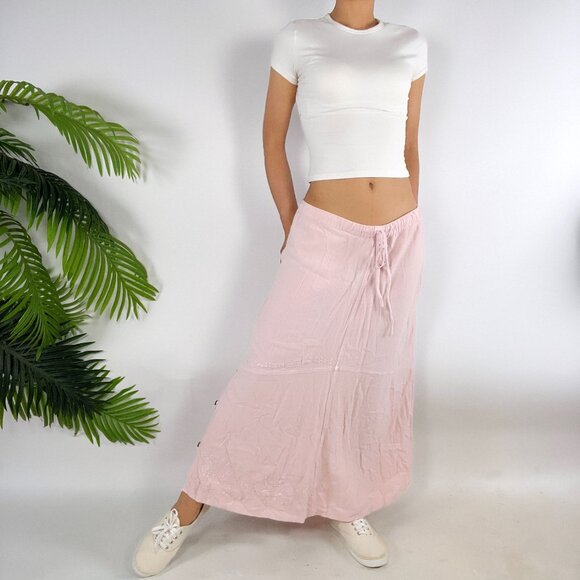 Soft Surroundings Womens Pink M/L Embroidered Cottagecore Prairie Midi Skirt - Picture 4 of 6